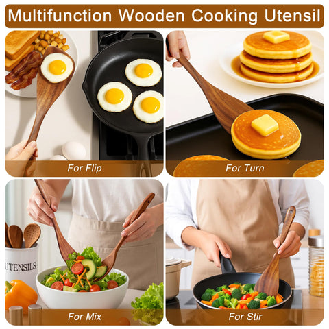 Jilla-hla 12-inch long-handle spatula showing easy leverage in deep pots
