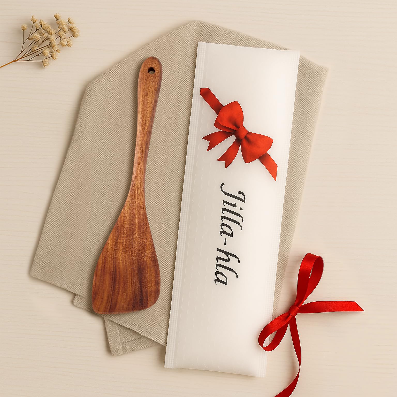 Jilla-hla acacia spatula gift-ready packaging for any kitchen gift.