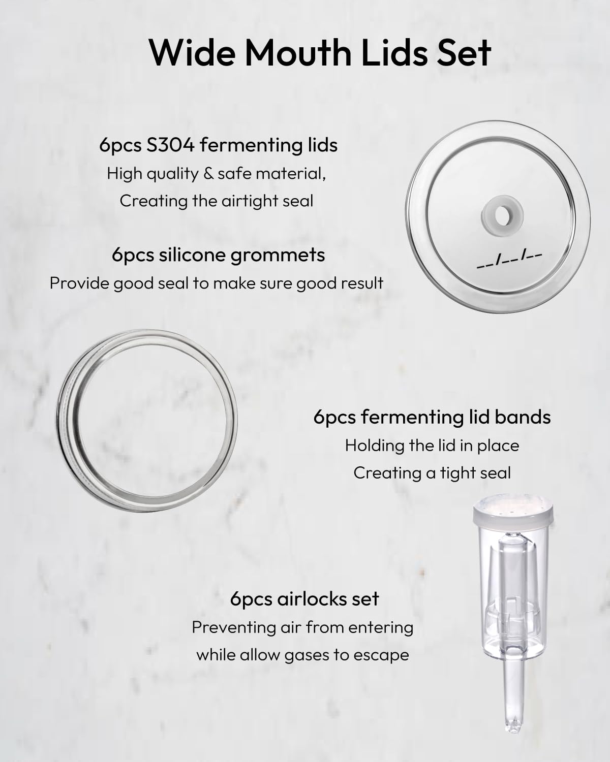 Jillmo seals and grommets provide a tight seal for kimchi fermentation