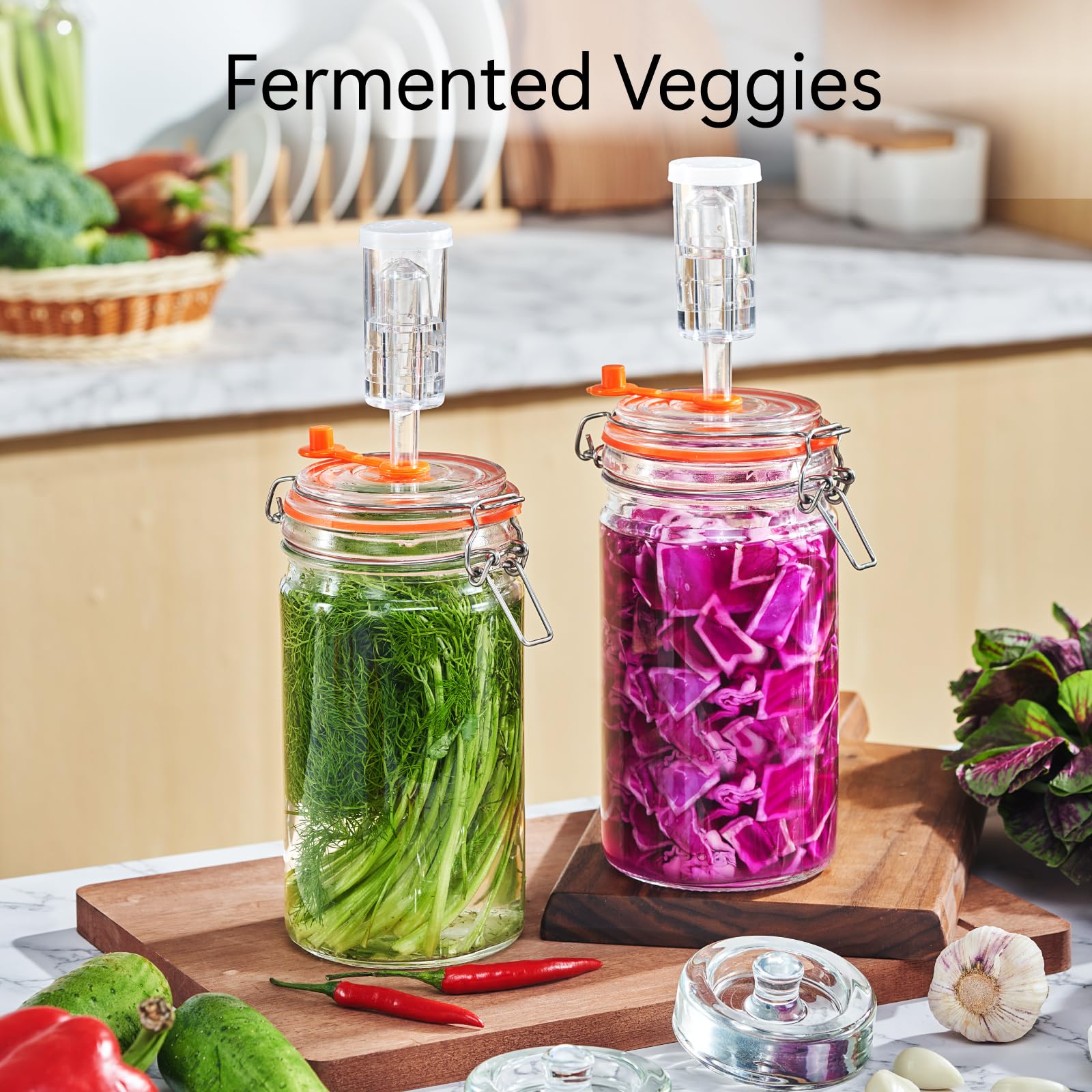 JILLMO pack-of-2 jars with weights and airlocks for batch starters