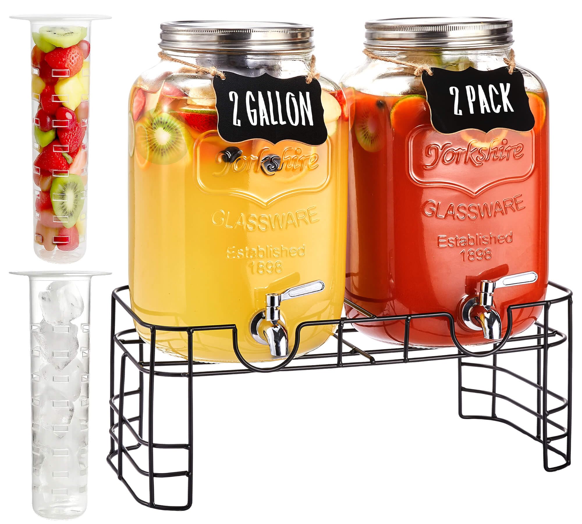 JILLSKY 2-gallon glass dispenser with stand ready for parties and easy refills.