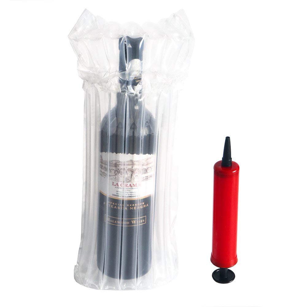 JIMEI wine bottle protector inflated sleeve cushions bottles during travel