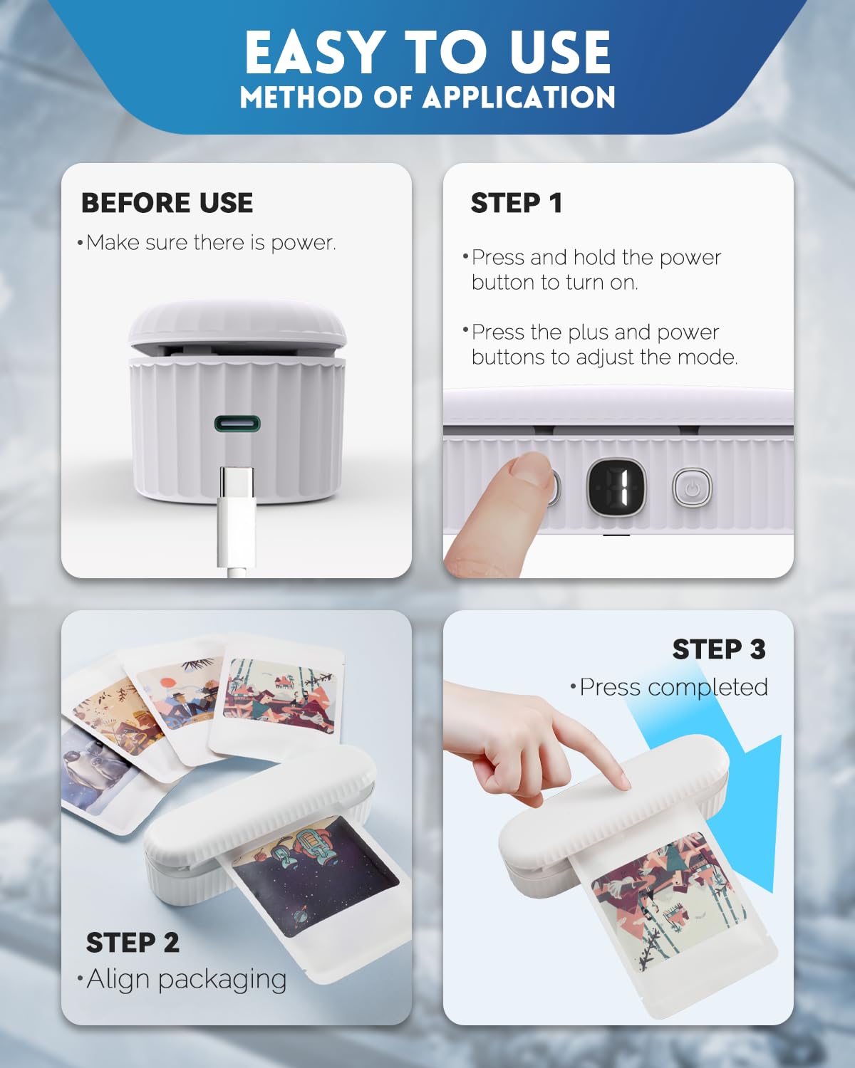 JIMEZON mini bag sealer USB-C charging cable included for recharging