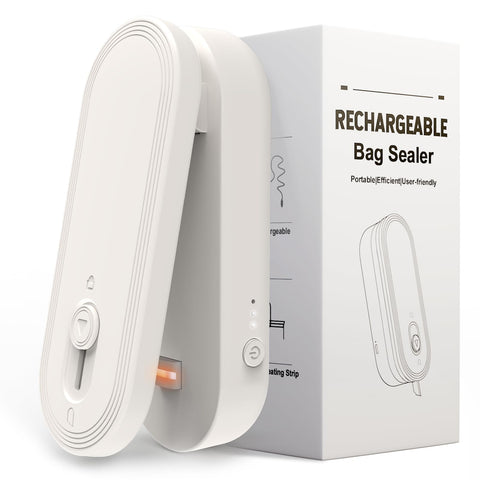 JIMEZON mini bag sealer with wide heating strip seals snacks airtight at home.