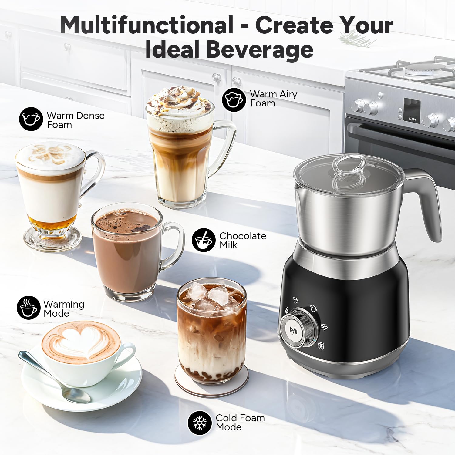 JIMYIU velvet foam creates cafe-quality froth for lattes and cappuccinos.
