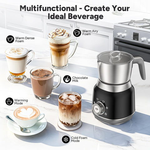 JIMYIU velvet foam creates cafe-quality froth for lattes and cappuccinos.