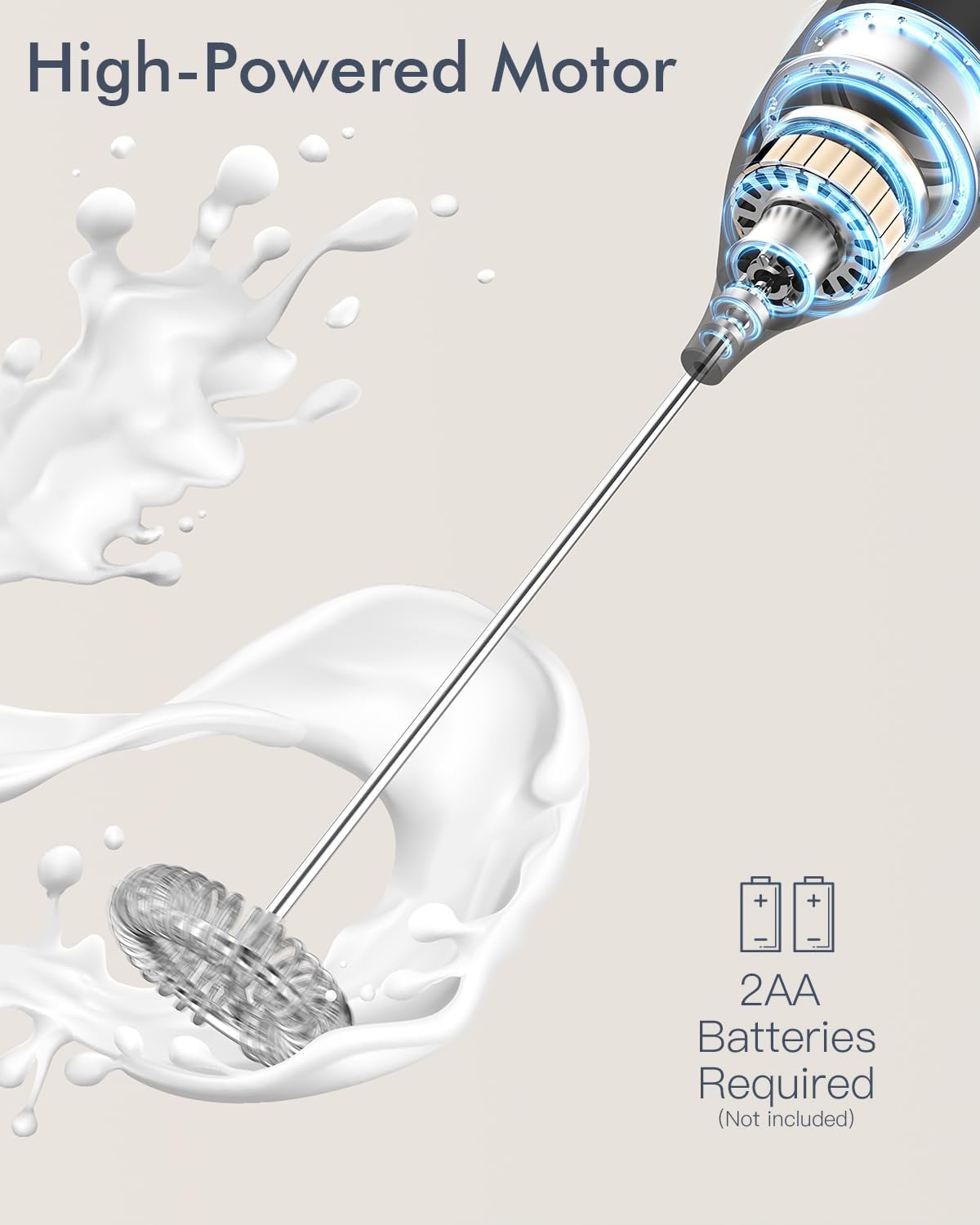 JIMYIU stainless-steel whisk demonstrates durable, safe frothing.