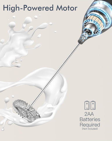 JIMYIU stainless-steel whisk demonstrates durable, safe frothing.