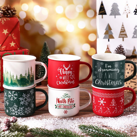 Jinei mug featuring pine tree pattern for festive mornings