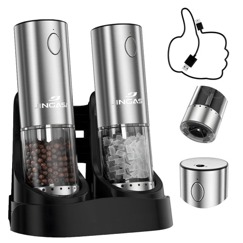 JINGASA electric salt pepper grinder set top view for convenient seasoning on demand.