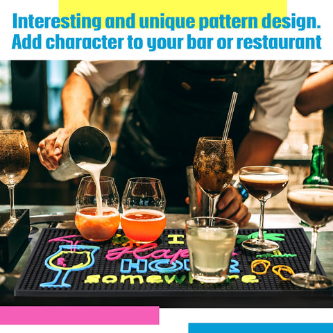 Jingmore bar mat Happy Hour design adds playful vibe to any bar