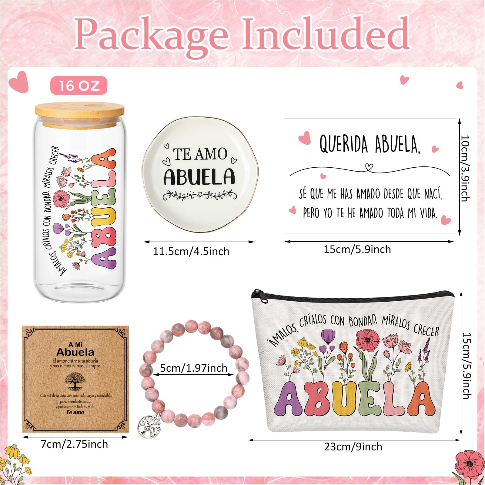 Jingmore canvas makeup bag abuela print, store cosmetics neatly on the go.