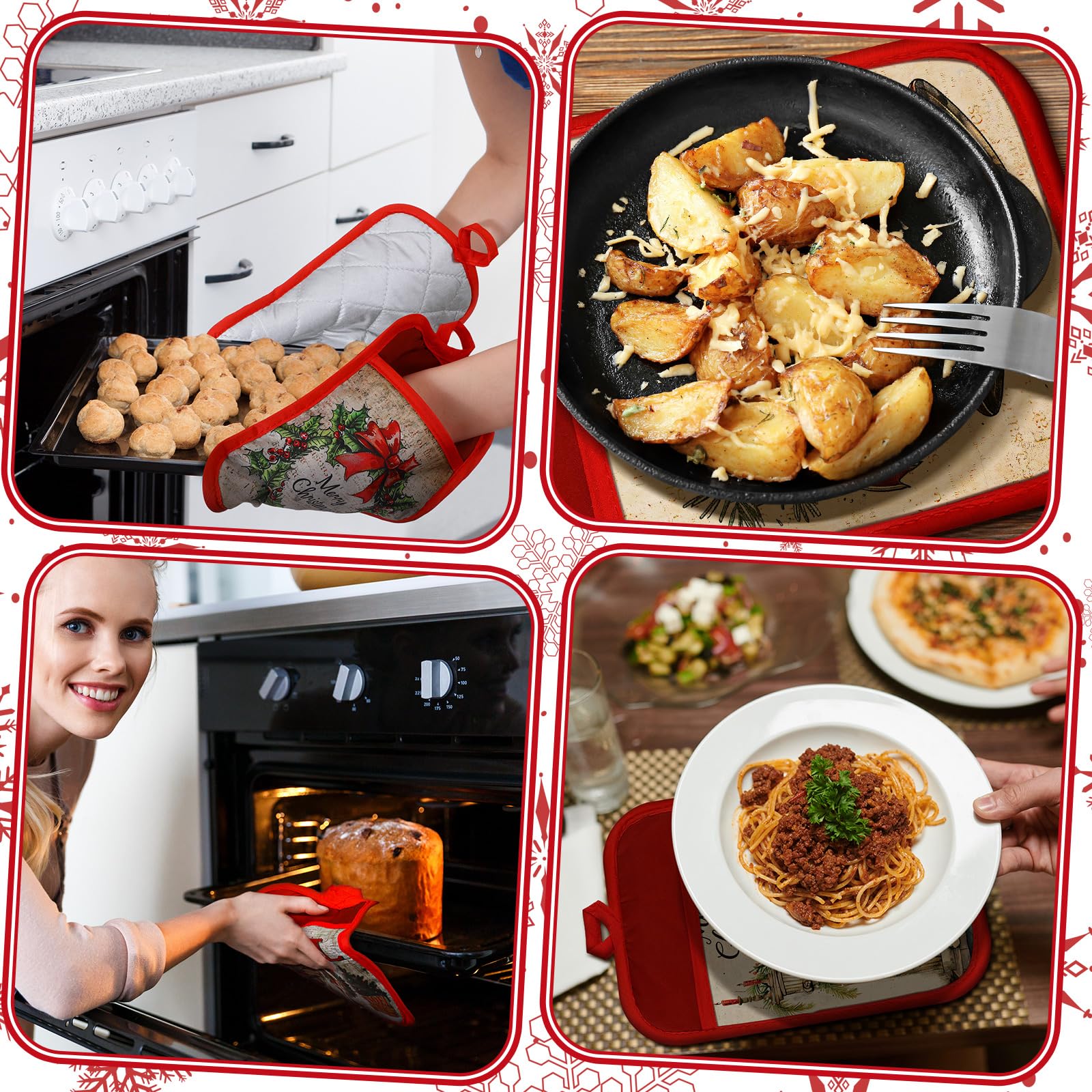 Jingmore oven mitt function helps safely remove food from the oven.