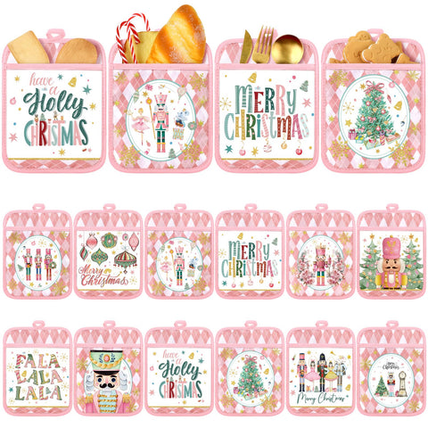 Jingmore pink nutcracker pot holder pocket design for heat protection
