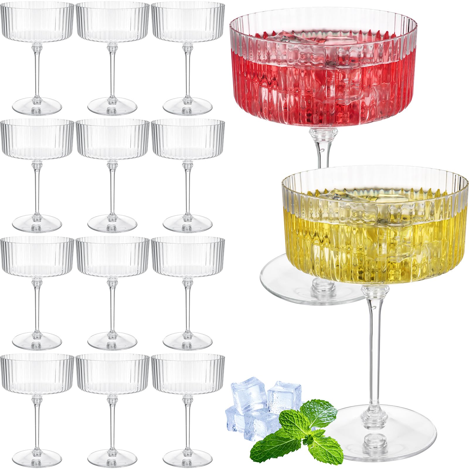 Jingmore ribbed martini glasses 10oz clear for elegant cocktails and easy visibility of ingredients