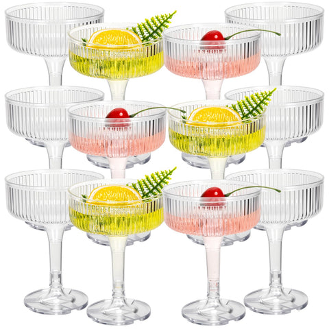 Jingmore ribbed martini glasses offer a vintage look for elegant cocktails at weddings