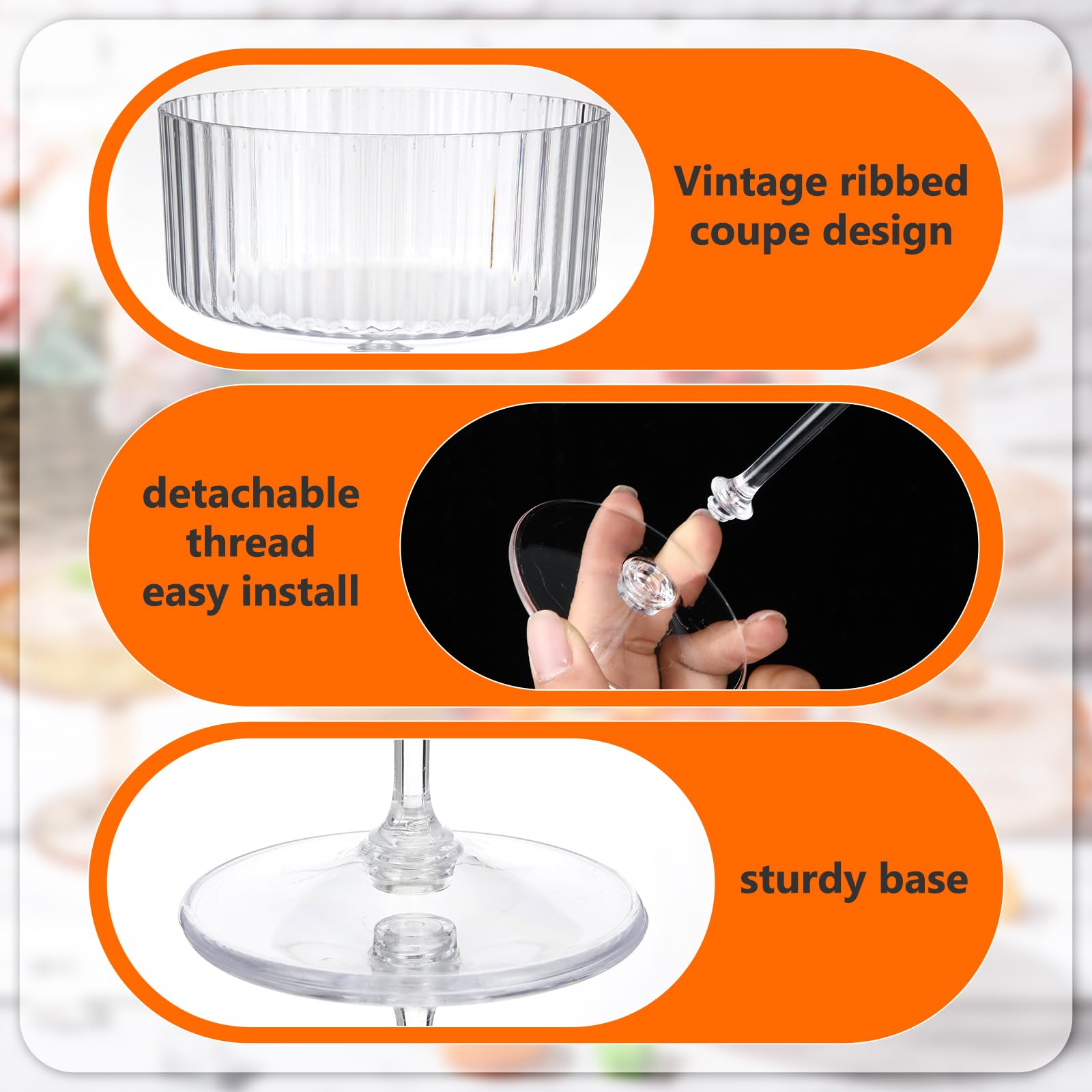 Jingmore unbreakable martini glass with easy assembly for events