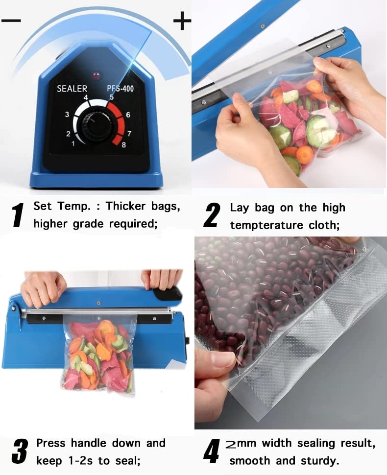 Jinhong impulse heat sealer indicator light signals when sealing begins and ends