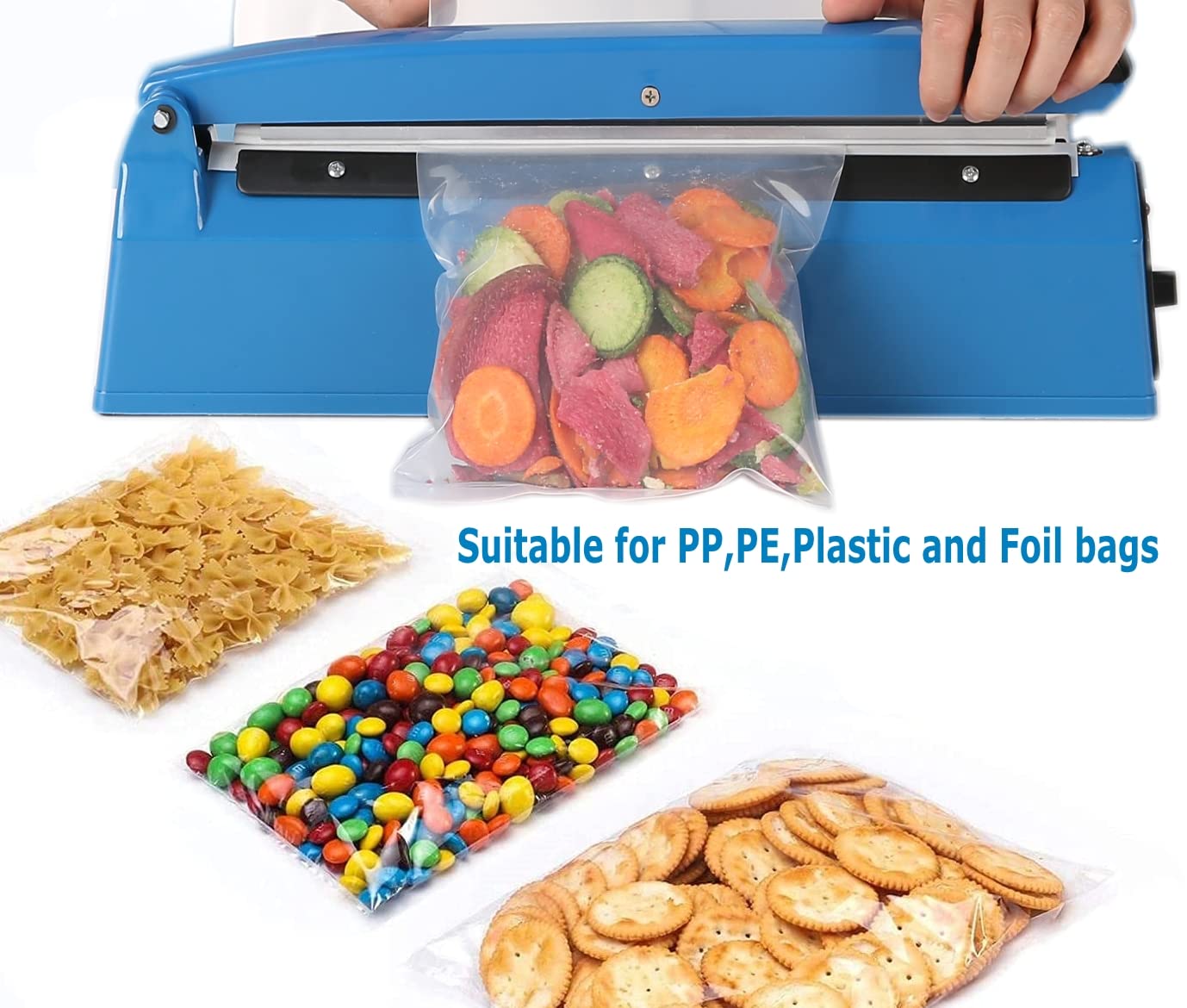 Jinhong impulse heat sealer sealing action enables fast, reliable bag seals