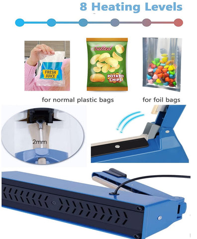 Jinhong impulse heat sealer temperature knob shows control for various bag thickness
