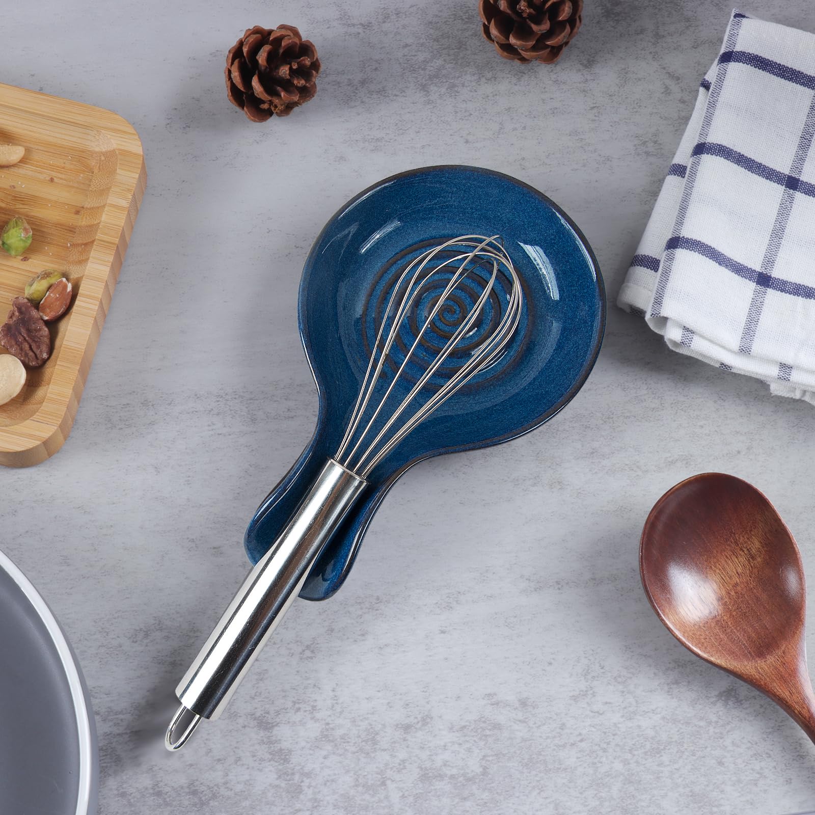 JINIHFW spoon rest with wide base stabilizes utensils during simmering