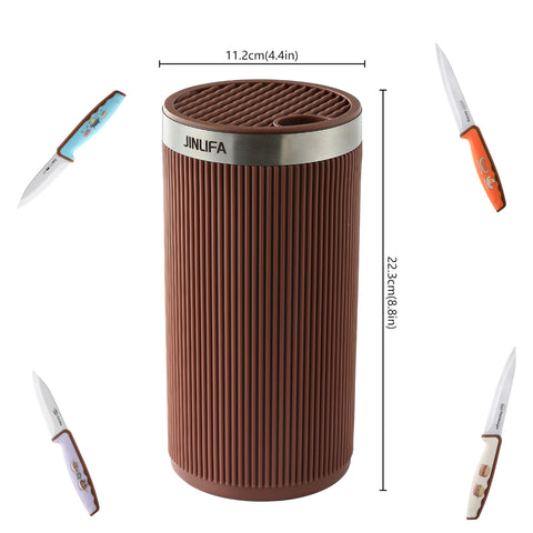 JINLIFA knife block without knives sits on the counter, adding organized style to the kitchen.