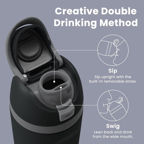 JINLING built-in straw for convenient sipping without tilting.