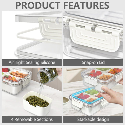 JINZORE snackle box with removable dividers keeps snacks organized.
