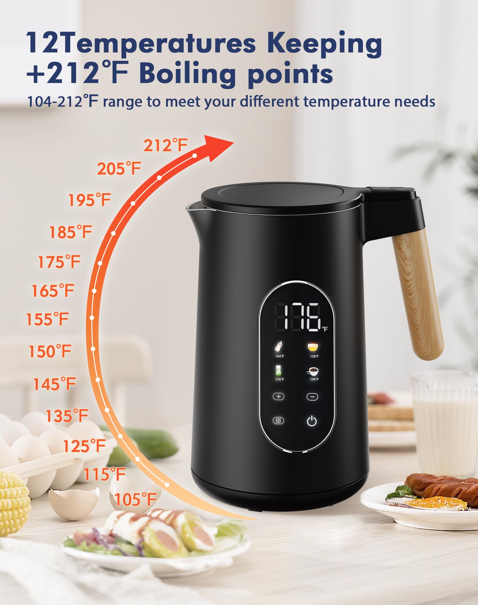 JIPPCL kettle interior stainless steel and BPA-free exterior stay cool.