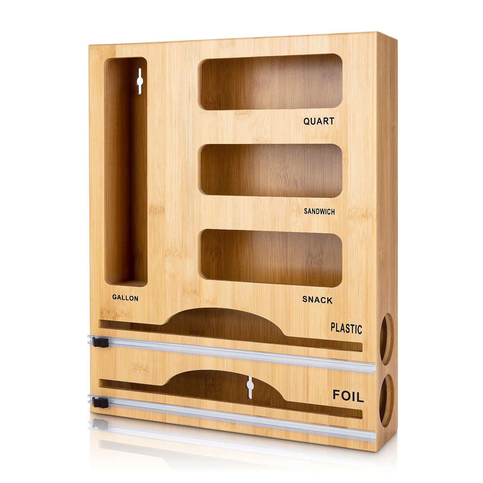 Jitner 6-in-1 bamboo bag organizer in a drawer for easy access.