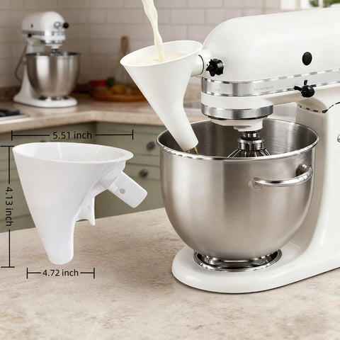 JITUIHOM flour funnel compatible with KitchenAid KSM150 bowls for smooth ingredient transfer