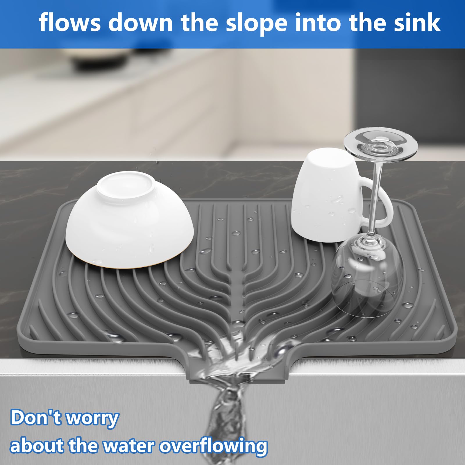 JIUBAR drying mat by the sink for efficient countertop water management