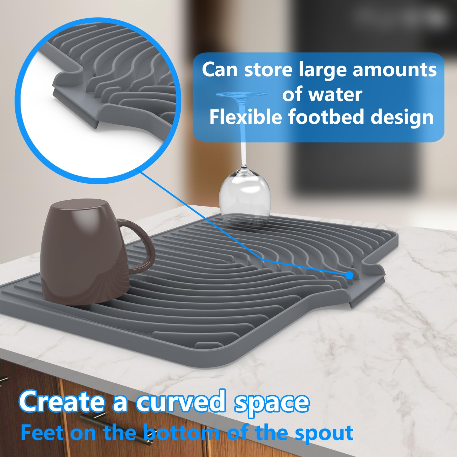 JIUBAR reinforced silicone mat keeps dishes stable on counter