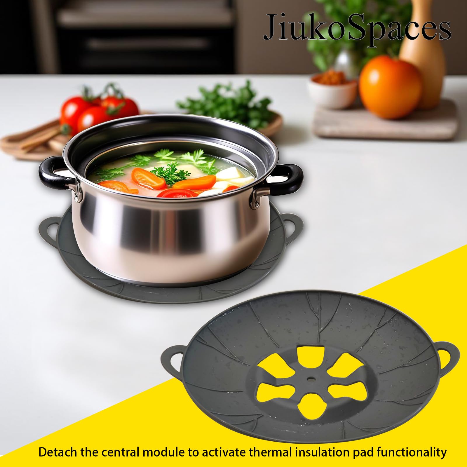 JiuKoSpaces lid features a hanging hole for compact storage