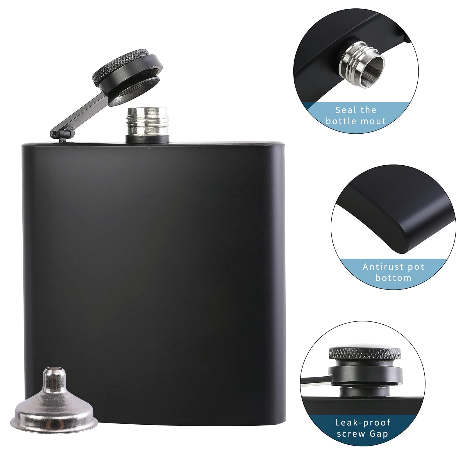 JIUZHU hip flask pocket-fit - fits easily in pockets or backpacks.