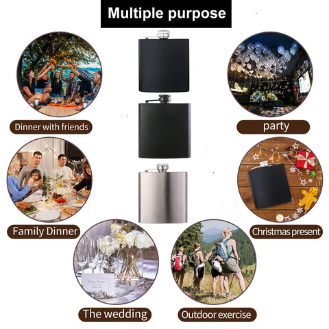 JIUZHU hip flask with funnels - complete set for easy filling.
