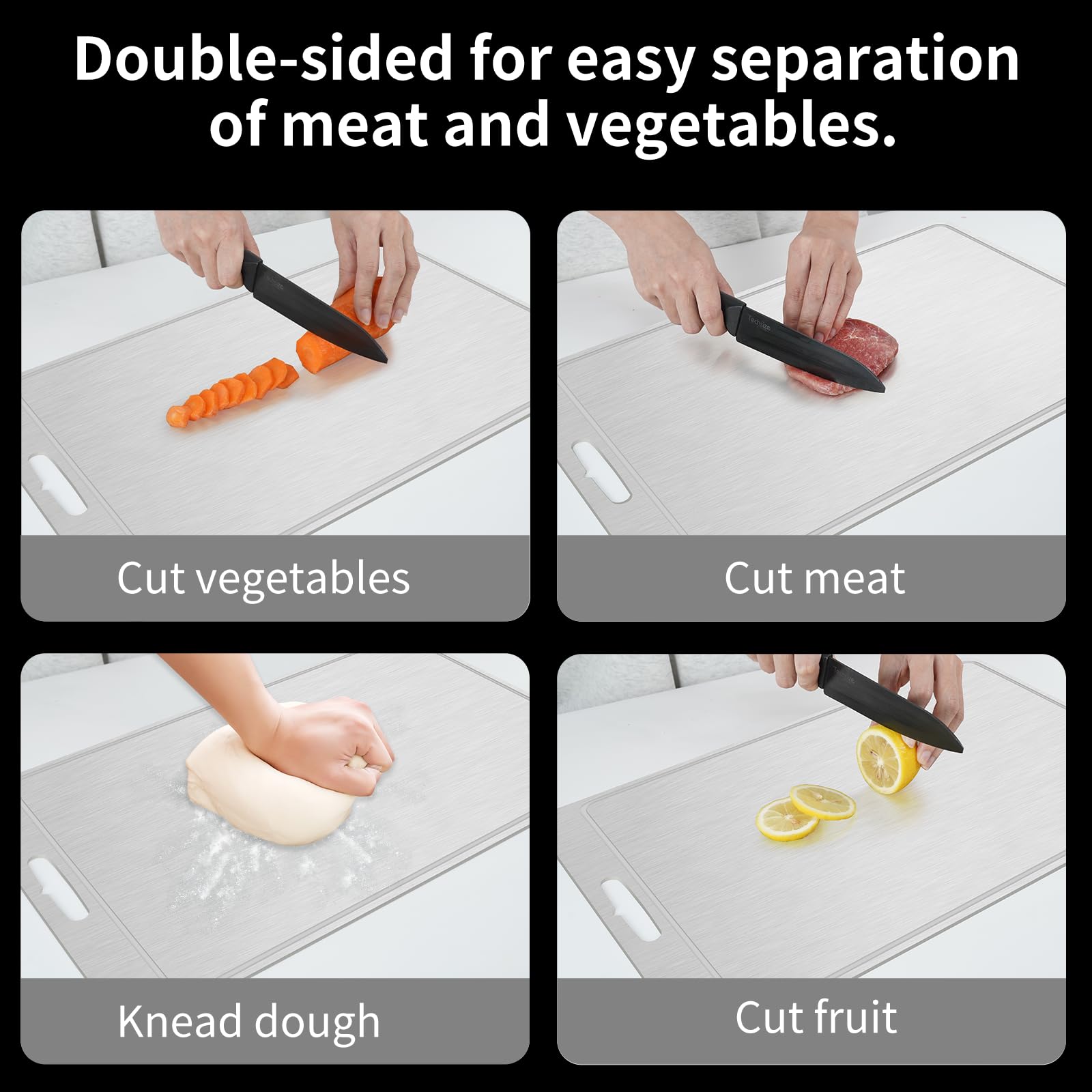 Jiwasio titanium cutting board is dishwasher safe for effortless cleanup.