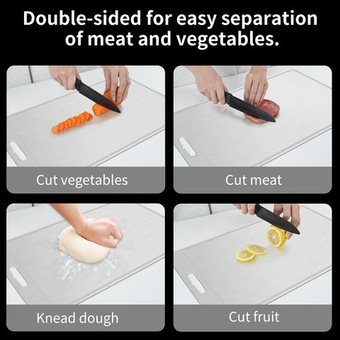 Jiwasio titanium cutting board is dishwasher safe for effortless cleanup.