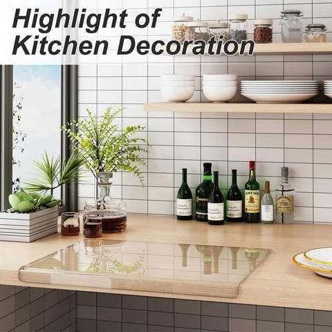 Transparent JJL board showcases ingredients while keeping counters uncluttered.