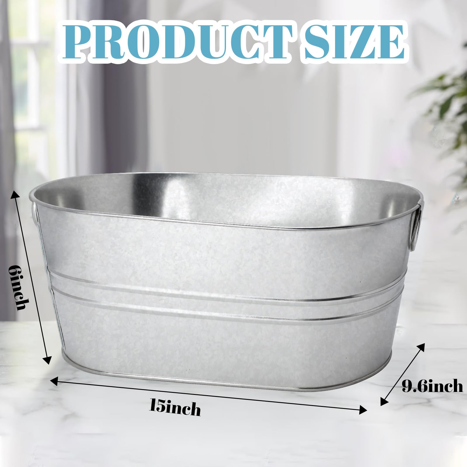 JJXUANER galvanized ice bucket with handles for easy transport