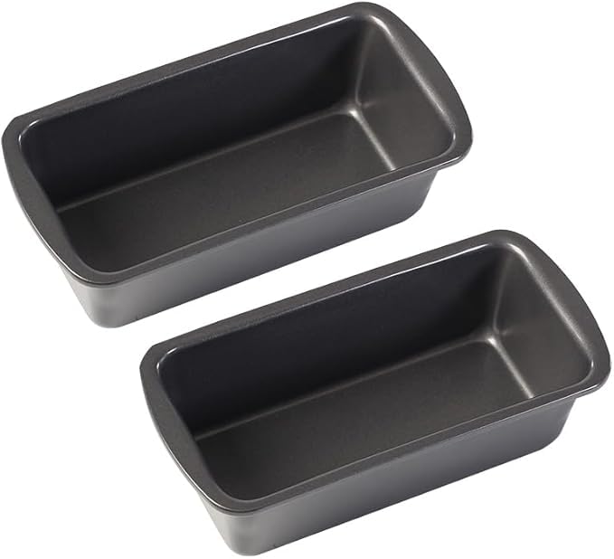JJYHEHOT 2-pack mini loaf pans in packaging for compact storage and organization