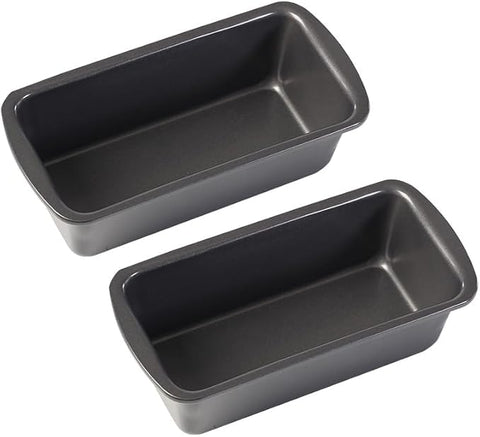 JJYHEHOT 2-pack mini loaf pans in packaging for compact storage and organization
