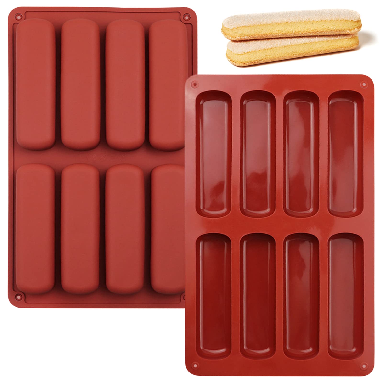 JJYHEHOT finger biscuit silicone mould with 8 cavities for uniform bites