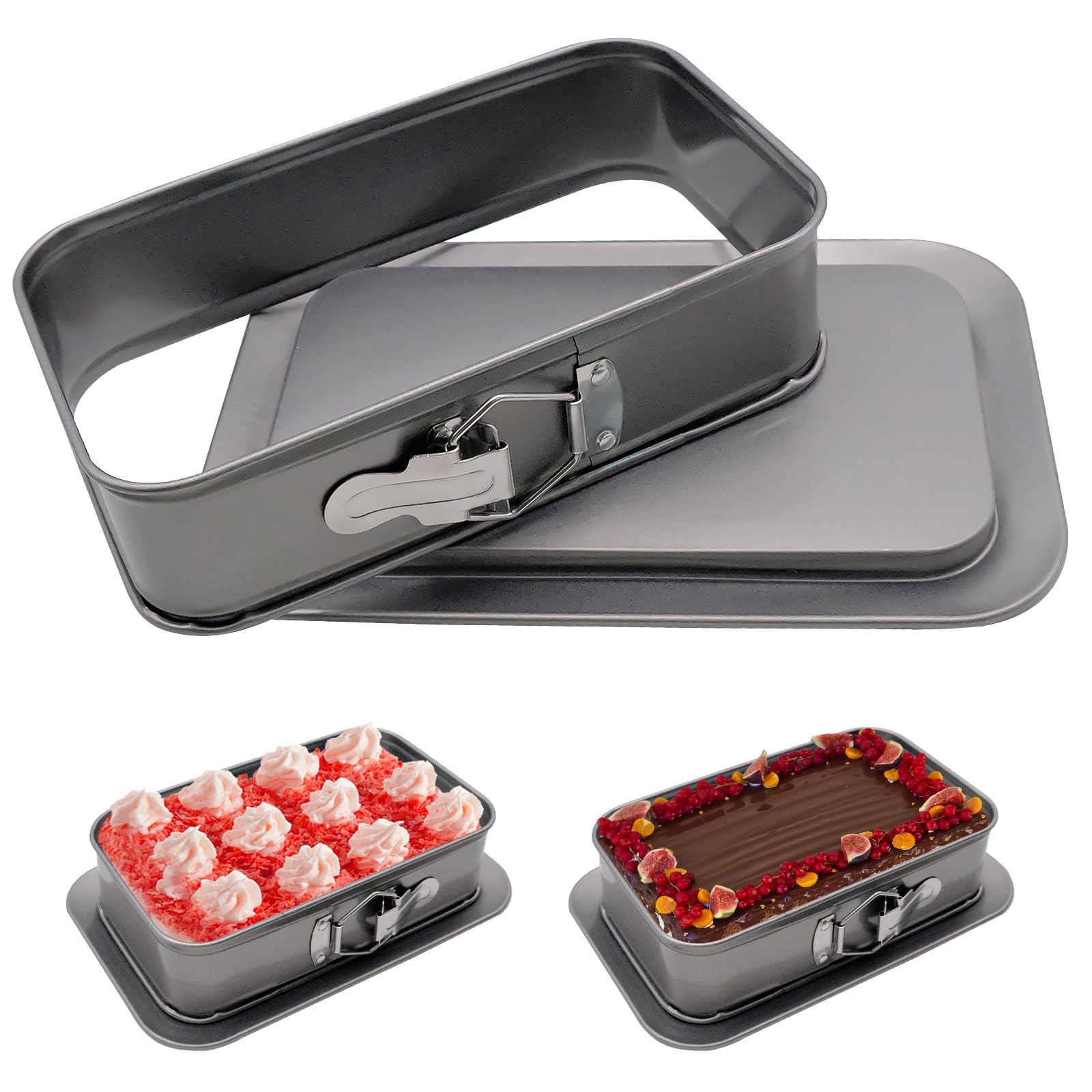 JJYHEHOT rectangular springform pan with removable bottom for easy cheesecake release.