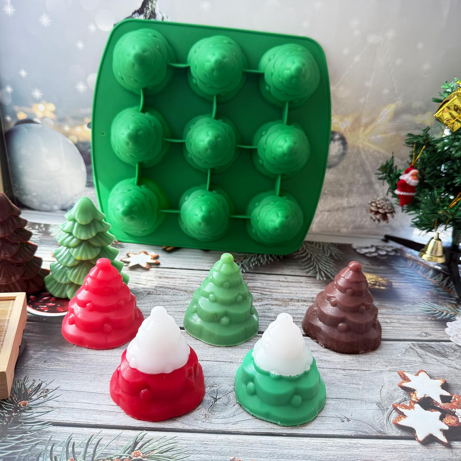 JJzxwish Christmas tree silicone mold makes charming holiday gifts and treats.
