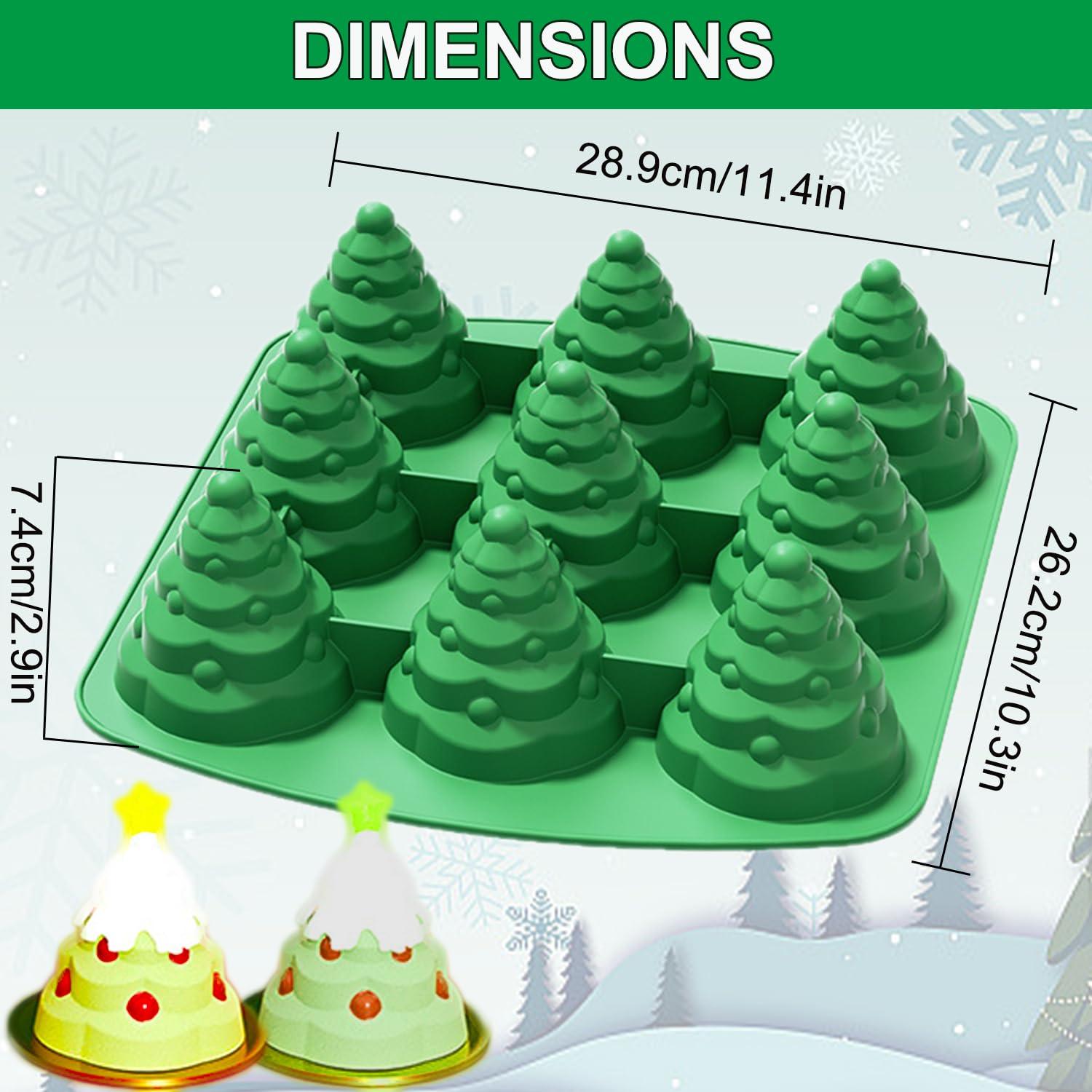 JJzxwish Christmas tree silicone mold non-stick and durable for quick release.