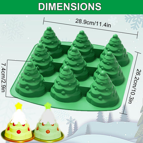 JJzxwish Christmas tree silicone mold non-stick and durable for quick release.