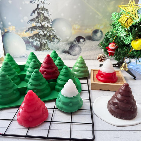 JJzxwish Christmas tree silicone mold set for DIY desserts and decorations.