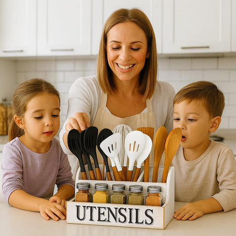 JKS Essentials sturdy frame keeps the caddy stable during busy mealtimes.