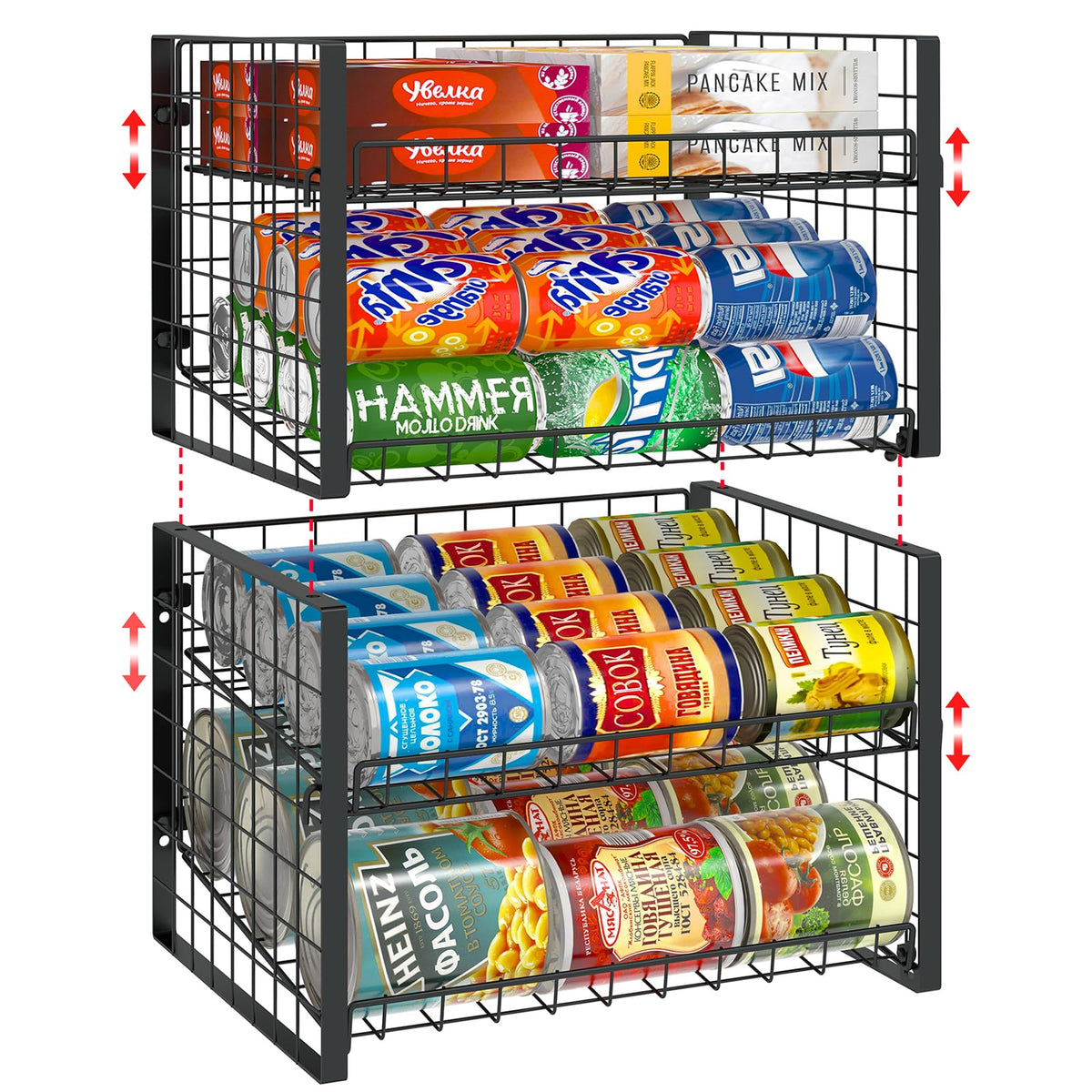 JKsmart 2-tier can rack in black assembly supports organized pantry storage
